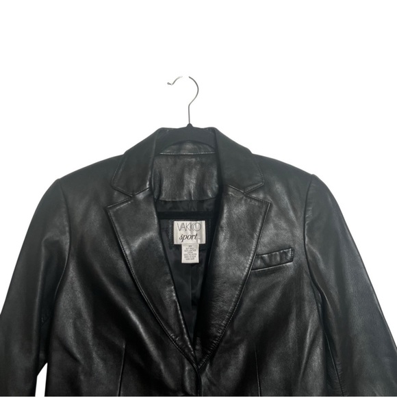 Vakko Sport Black 100% Leather Blazer Jacket XS - Picture 3 of 12